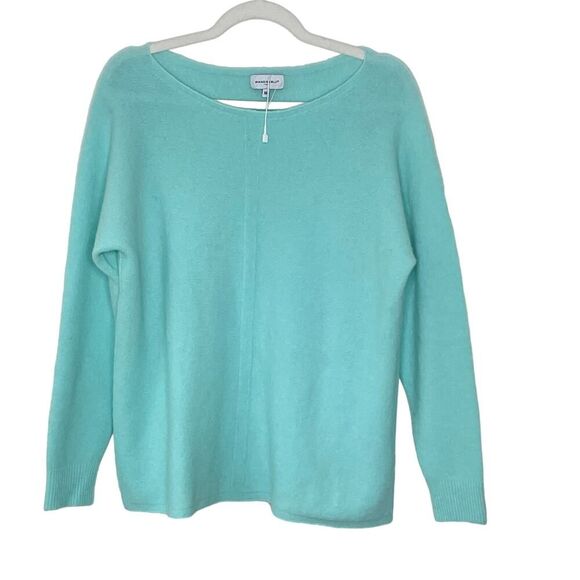 Bianco & Blu Alpaca Wool Blend Wide Yoke Ice Blue Sweater M #DD - Picture 1 of 8